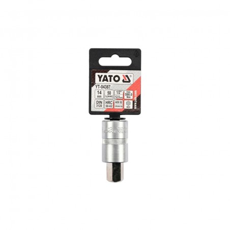 YT-04387YATO Bit hexagonal 14 mm, cu adaptor prindere patrat 1/2", lungime 55 mm
