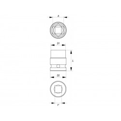 YT-1185 YATO Cheie tubulara hexagonala 29mm, prindere patrat 1"