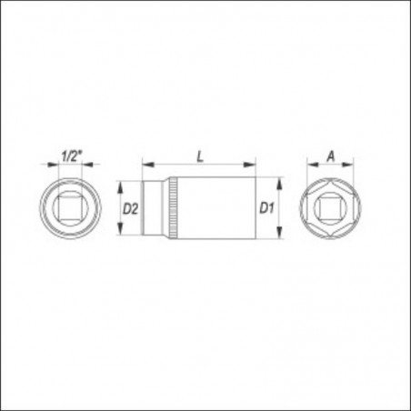 YT-1239 YATO Cheie tubulara lunga 30 mm, cu prindere patrat 1/2"