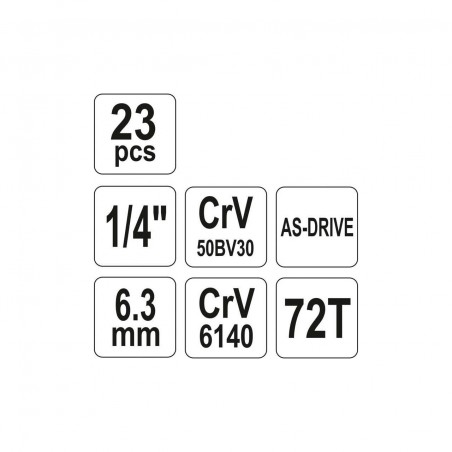 YT-14421 YATO Set chei tubulare 1/4", 23 piese