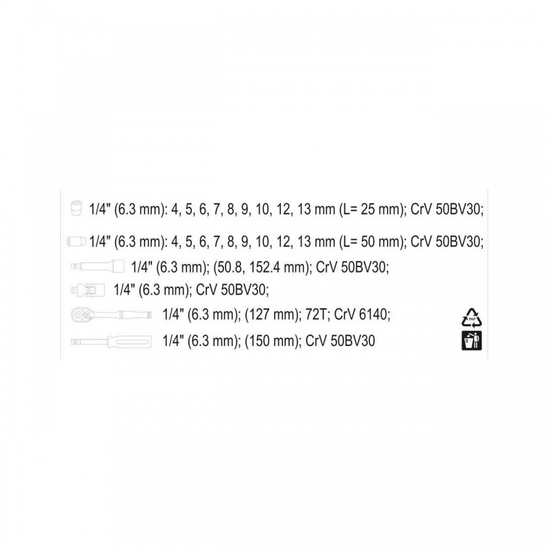 YT-14421 YATO Set chei tubulare 1/4", 23 piese