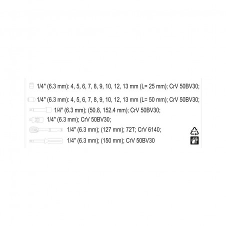 YT-14421 YATO Set chei tubulare 1/4", 23 piese