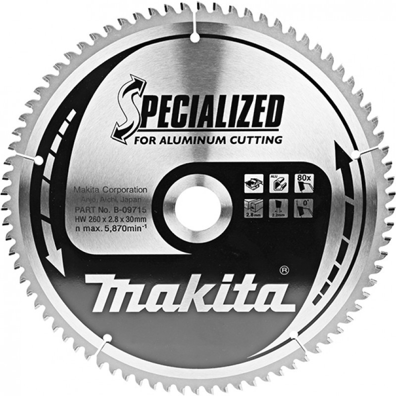 B-09715 MAKITA Panza fierastrau masa, 260 x 30 mm, dinti 80, aluminiu