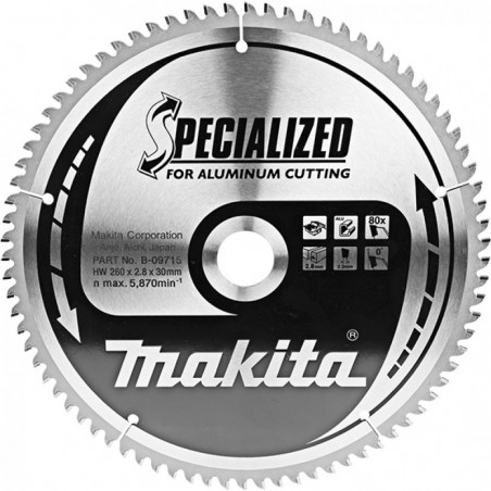 B-09715 MAKITA Panza fierastrau masa, 260 x 30 mm, dinti 80, aluminiu