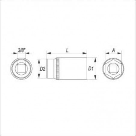 YT-3810 YATO Cheie tubulara hexagonala 15 mm, cu prindere 3/8"