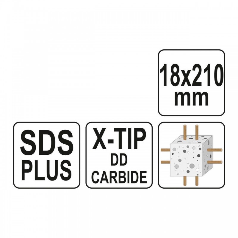 YT-41949 YATO Burghiu pentru beton, SDS PLUS 18 x 210 mm