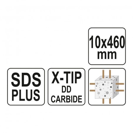YT-41953 YATO Burghiu pentru beton, SDS PLUS 10 x 460 mm
