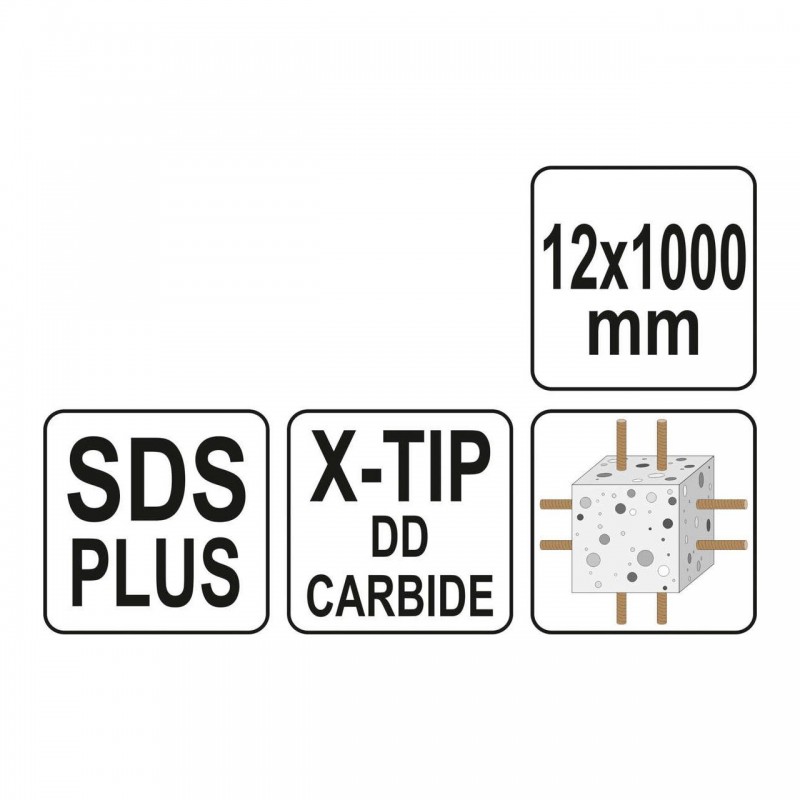 YT-41969 YATO Burghiu pentru beton, SDS PLUS 12 x 1000 mm