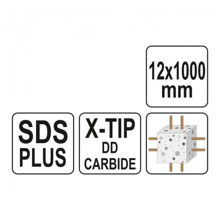 YT-41969 YATO Burghiu pentru beton, SDS PLUS 12 x 1000 mm