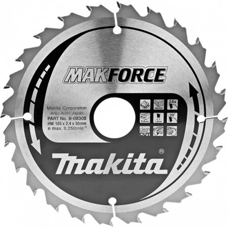 B-08305 MAKITA Disc ferastrau circular,165x30mm,24 dinti,MAKFORCE,lemn