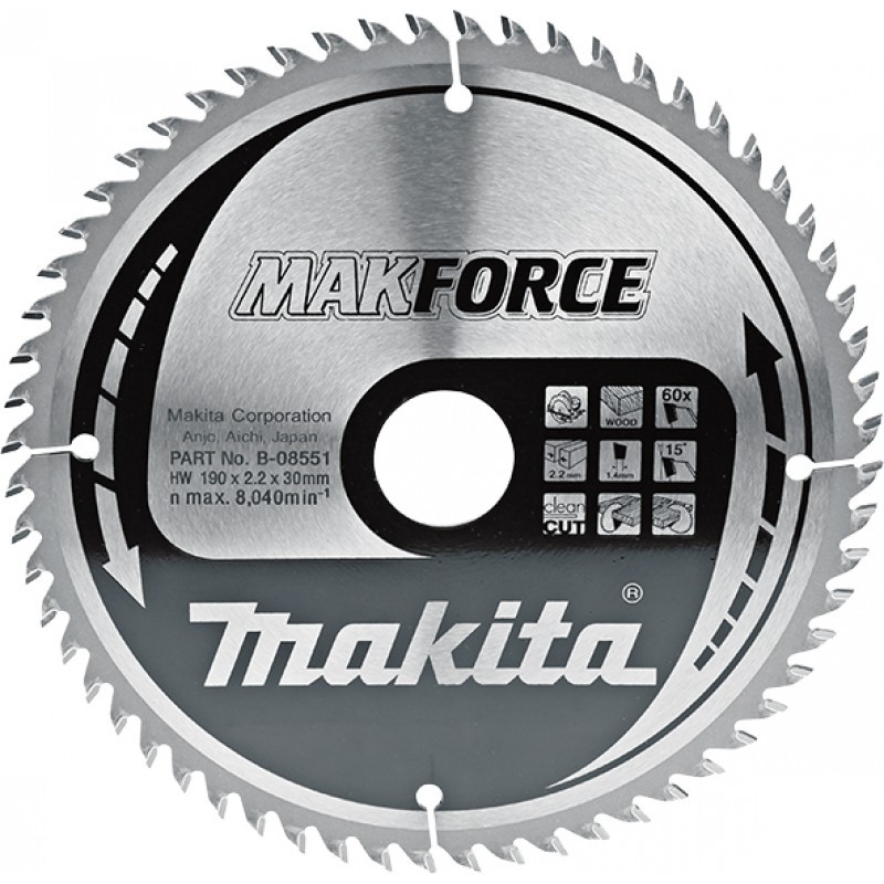 B-08551 MAKITA Disc ferastrau circular,190x30mm,60 dinti,MAKFORCE