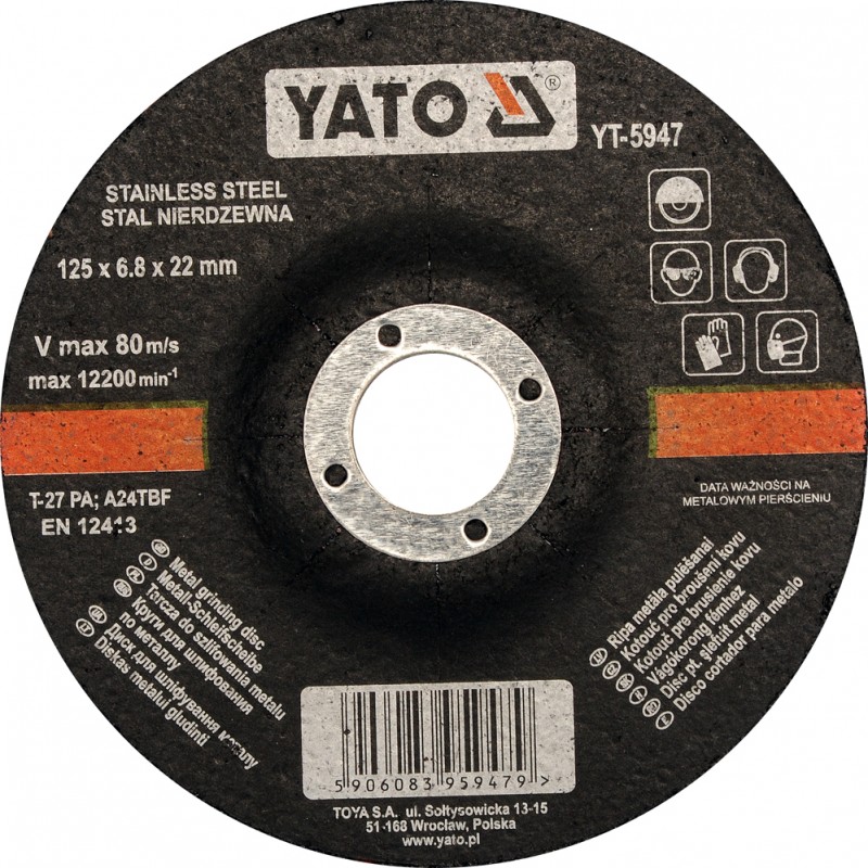 YT-5947 YATO Disc de slefuire,125 x 6.8 x 22 mm,pentru otel inoxidabil