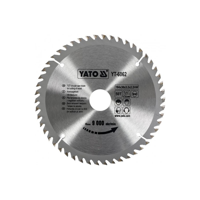 YT-6062 YATO Disc circular pentru lemn 184 x 30 x 3.2 mm cu 50 dinti
