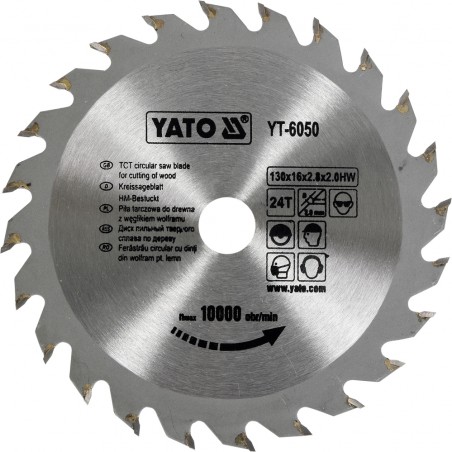 YT-6050 YATO Disc circular taiat lemn, 130 x 16 x 2.8 mm, cu 24 dinti