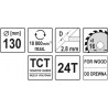 YT-6050 YATO Disc circular taiat lemn, 130 x 16 x 2.8 mm, cu 24 dinti