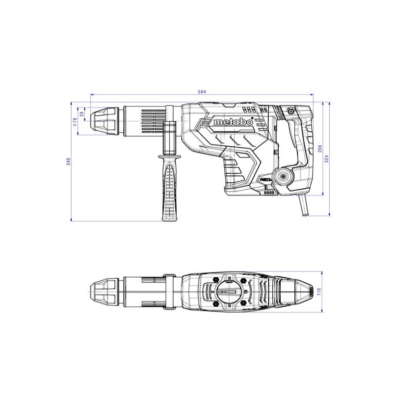 600767500 METABO Ciocan rotopercutor KHEV 11-52BL, putere 1500W, 18.8J