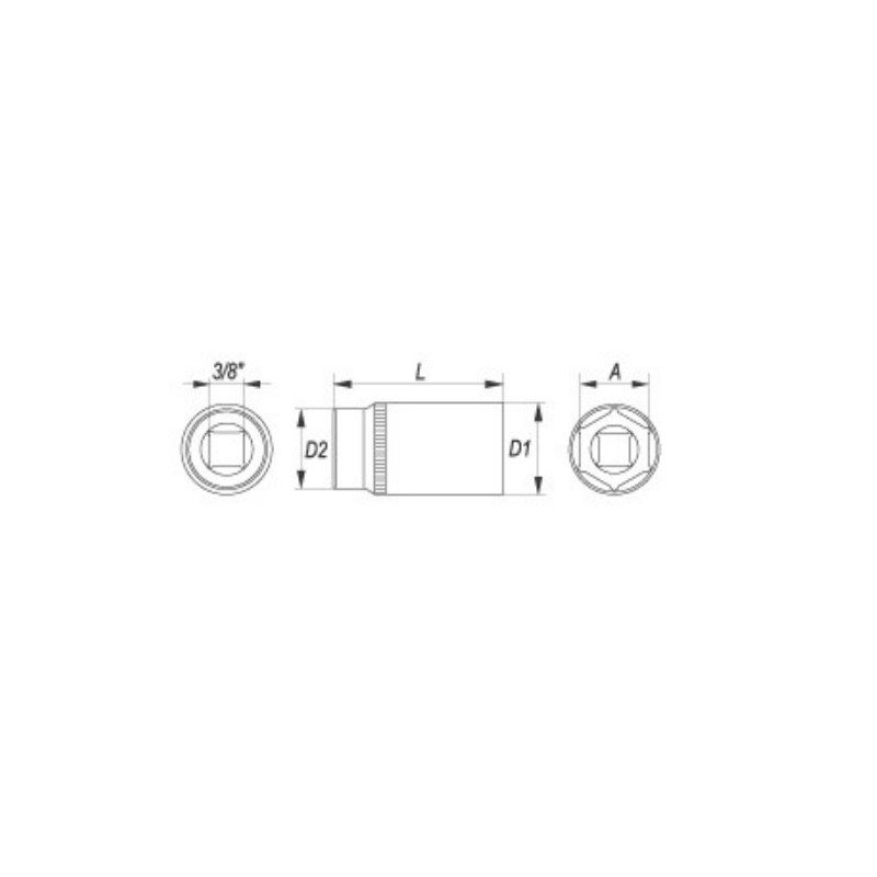 YT-3813 YATO Cheie tubulara hexagonala 3/8 ", 30x18 mm