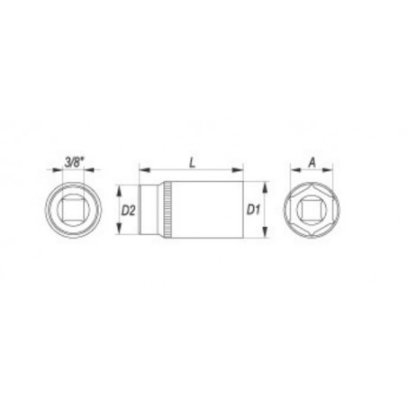 YT-3813 YATO Cheie tubulara hexagonala 3/8 ", 30x18 mm