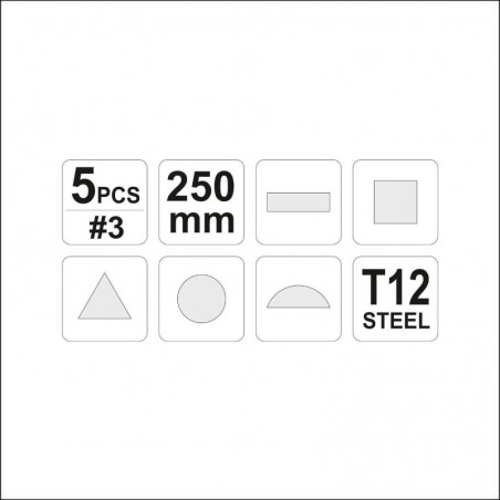 YT-6239 YATO Set 5 pile, lungime 250 mm, din otel T 12