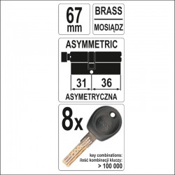 YT-69921 YATO Butuc yala cu buton de blocare 31/36 mm, cromat, 8 chei