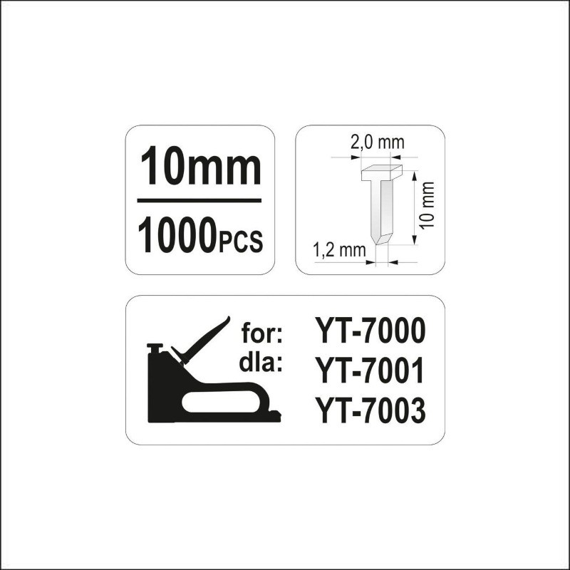 YT-7032 YATO Cuie pentru capsator lungime 10 mm, diametru 2 mm