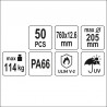 YT-70639 YATO Set 50 coliere din plastic 760 x 12.6 mm, albe