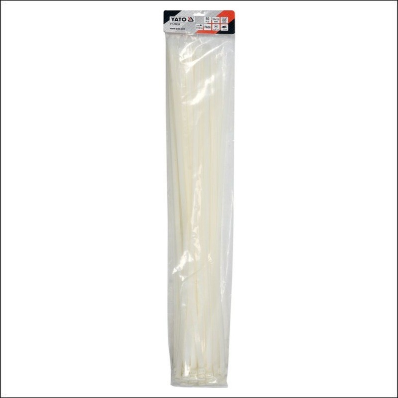 YT-70639 YATO Set 50 coliere din plastic 760 x 12.6 mm, albe