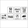 YT-70656 YATO Set 50 coliere din plastic 450 x 9.0 mm, negre