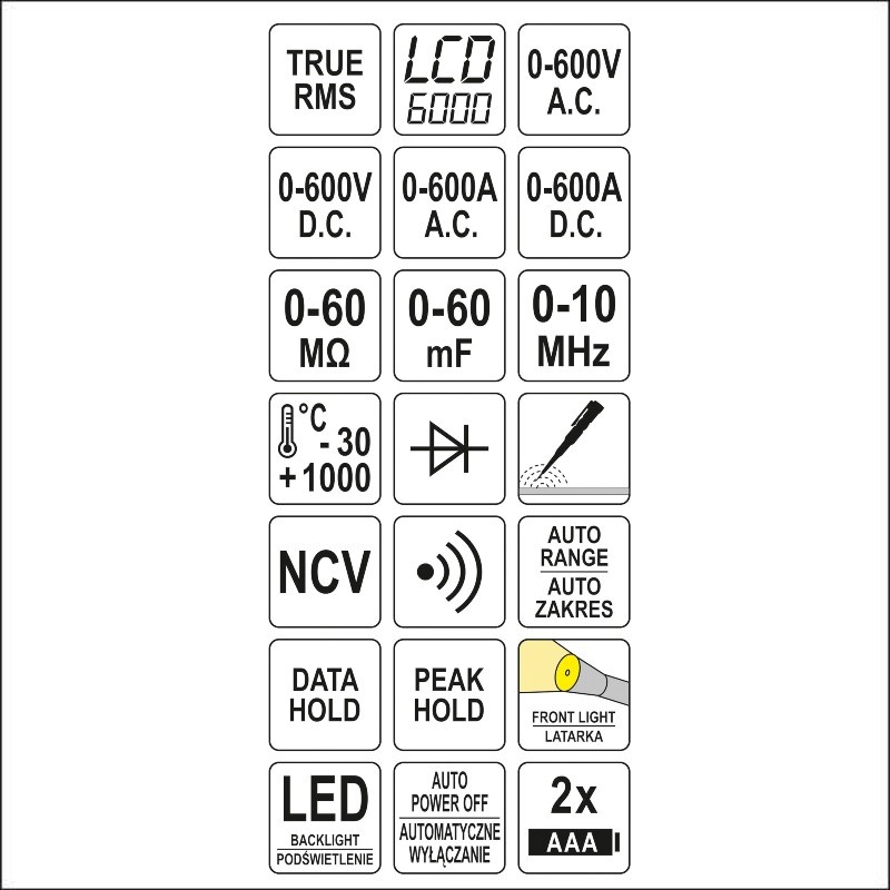 YT-73093 YATO Multimetru digital cu clema