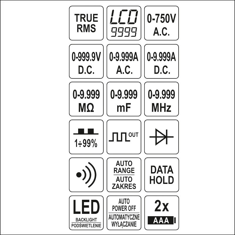 YT-73089 YATO Multimetru digital, LCD 9999