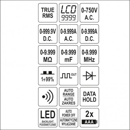 YT-73089 YATO Multimetru digital, LCD 9999