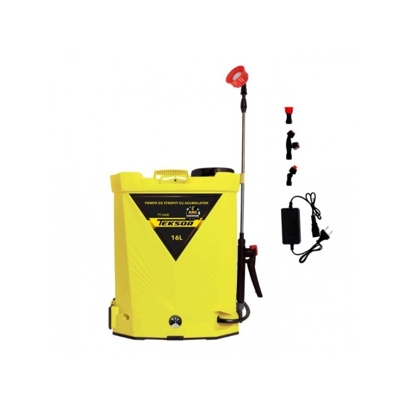 TT-16AB TEKSOR Pompa de stropit cu acumulator 12 V, 8 Ah,16 L