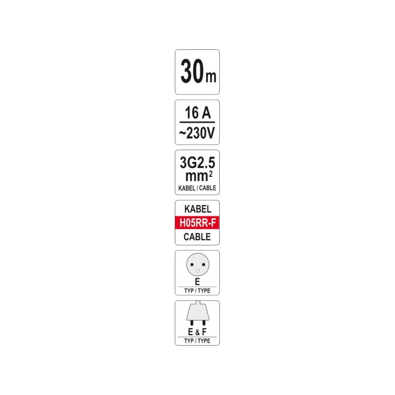 YT-8106 YATO Prelungitor electric pe tambur 30 m, 16A
