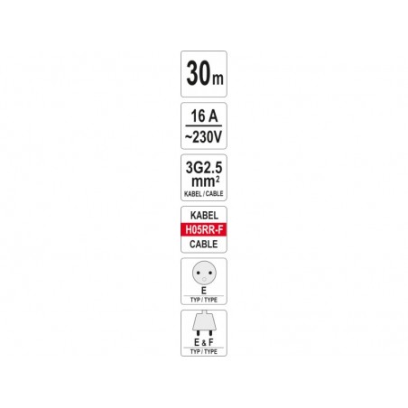 YT-8106 YATO Prelungitor electric pe tambur 30 m, 16A