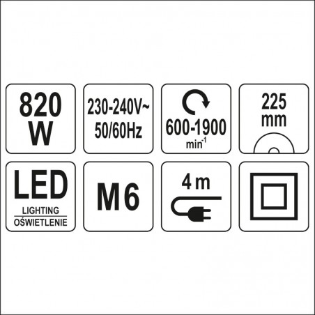 YT-82355 YATO Slefuitor pentru pereti 820W, cu aspirator iluminare LED