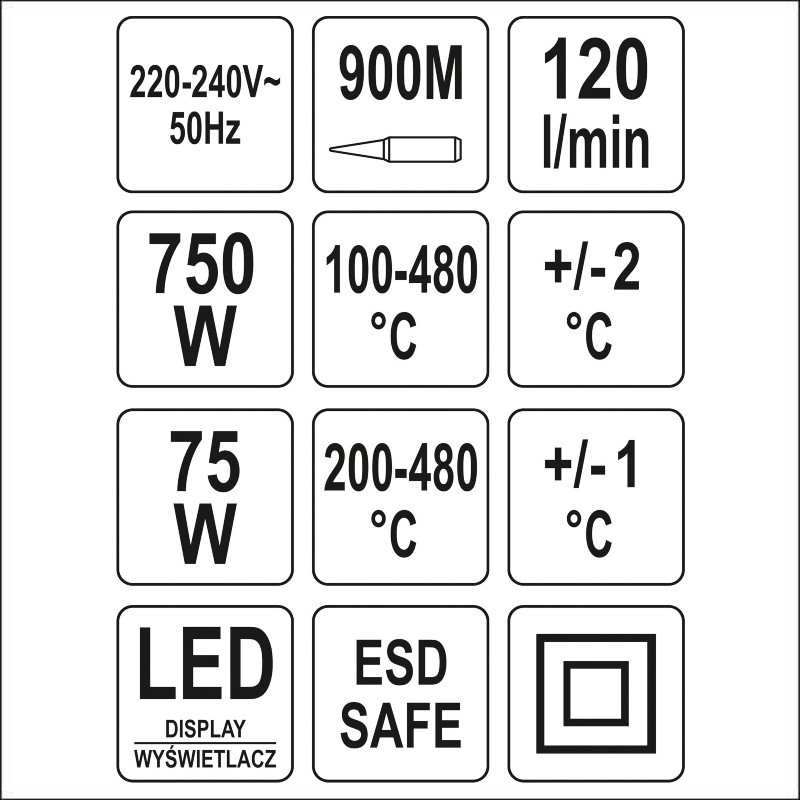 YT-82458 YATO Statie lipit 2in1, aparat de lipit 75 W,pistol aer, 750W