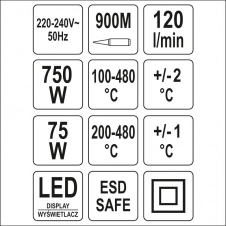 YT-82458 YATO Statie lipit 2in1, aparat de lipit 75 W,pistol aer, 750W