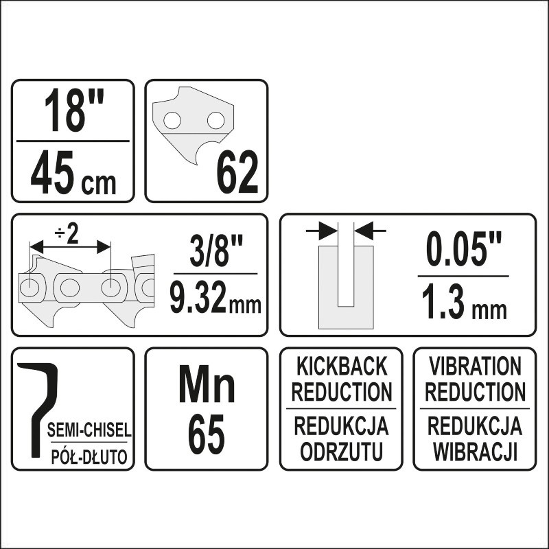 YT-84956 YATO Lant pentru drujbe 18",pasul de 3/8", grosimea de 1.3mm