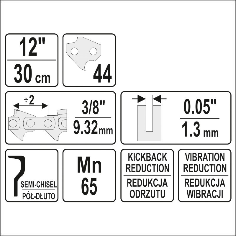 YT-84949 YATO Lant lungime 12",  3/8" si grosimea de 1.3 mm