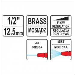 YT-8967 YATO Pistol pentru gradina cu 2 tipuri de jet, cuplare 1/2 "