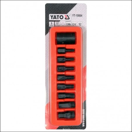 YT-10664 YATO Set biti de impact torx, cu adaptor 1/2", 9 piese