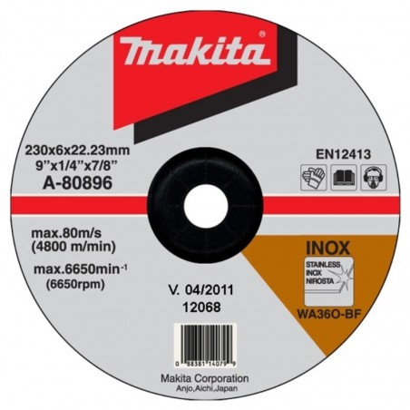 A-80896 MAKITA Set 10 discuri slefuire otel inoxidabil 230 x 6 x 22.23 mm