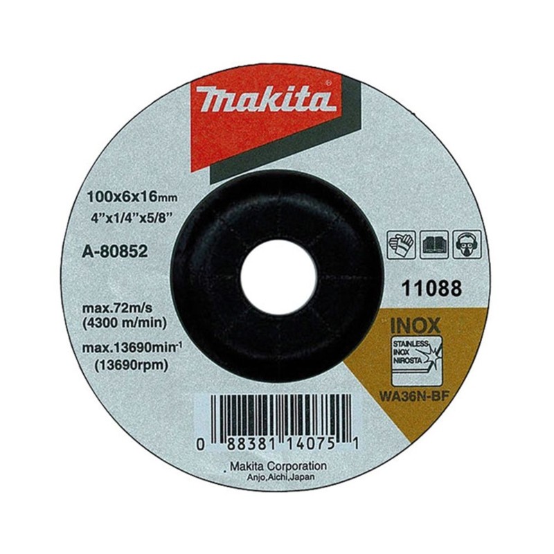A-80852 MAKITA Set 10 discuri slefuire otel inoxidabil 100 x 6 x 16 mm