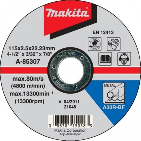 A-85307 MAKITA Set 10 discuri pentru taiere metal 115 x 2.5 x 22.23 mm