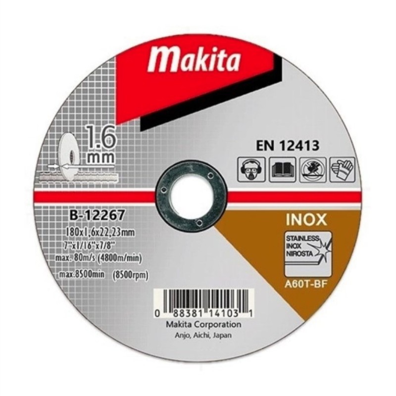 B-12267 MAKITA Set 10 discuri taiere otel inoxidabil 180x1.6x22.23 mm