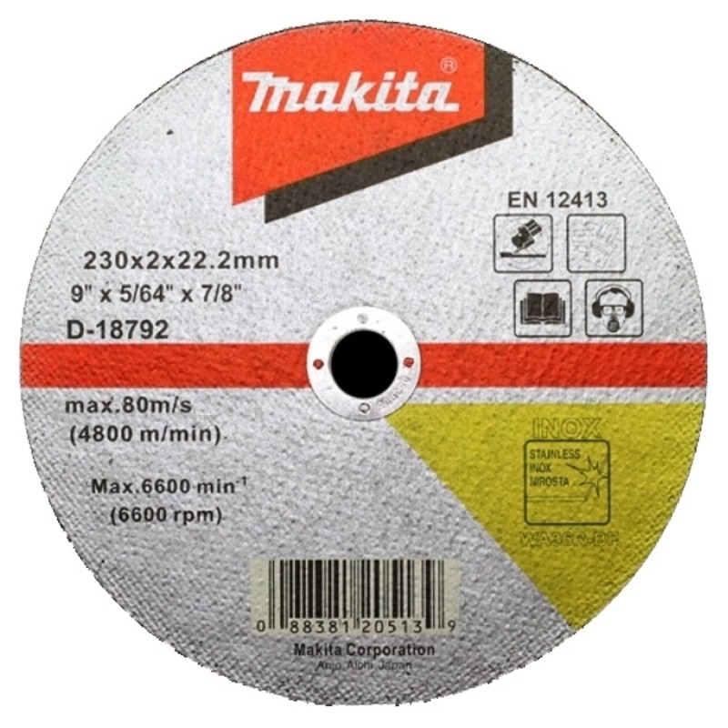 D-18792 MAKITA Set 10 discuri taiere inox, 230x2x22.2 mm