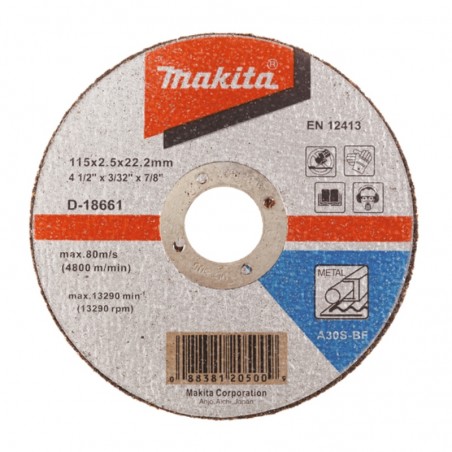 D-18661 MAKITA Disc taiere metal, 115x2.5x22.2 mm