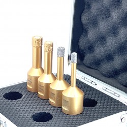 Set carote diamantate pt. gresie portelanata & piatra - diam. 6, 8, 10, 12 mm PREMIUM