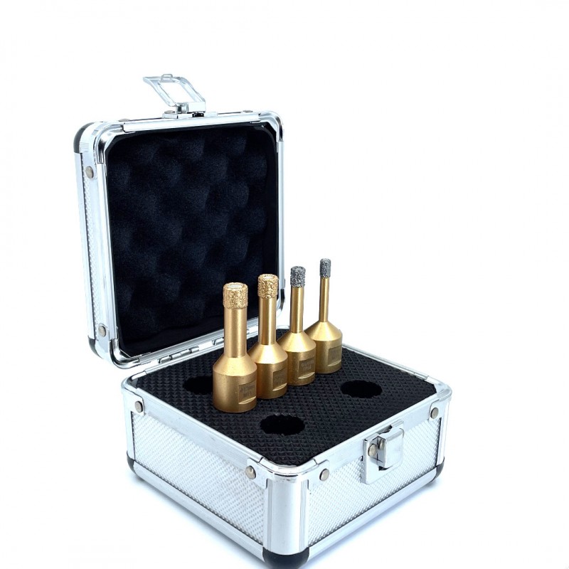 Set carote diamantate pt. gresie portelanata & piatra - diam. 6, 8, 10, 12 mm PREMIUM