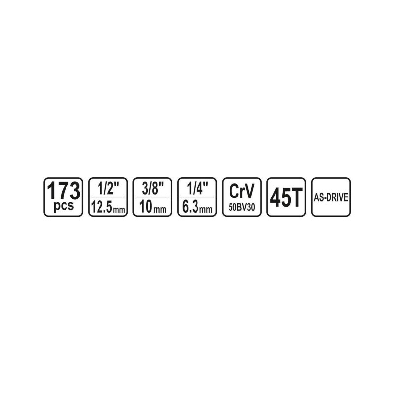 58688 STHOR Trusa tubulare 1/2", 3/8", 1/4", 173 piese